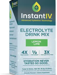 Electrolytes Powder - 3X Electrolytes,1/2 Sugar with Vitamin C, B3, B6, Electrolytes Powder Packets for Hydration, Recovery & Immunity, Vegan & Gluten Free | Lemon Lime - 12 Packets