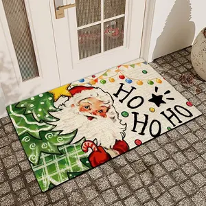 1 Pc Santa Claus And Christmas Tree Diatom Mud Anti Slip And Water Absorbing Entrance Door Mat Indoor And Outdoor Door Mat Kitchen Dining Room Bathroom Bedroom Decoration Holiday Home Decor Home Decorative Rug