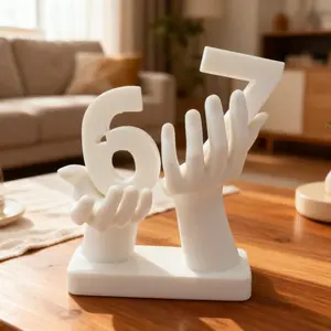 3D Printed Hand Sculpture Holding Number 67 - Unique Home Decor Gift for Birthdays, Anniversaries, Office Desk & Festive Ornaments, Versatile Room Decoration Accessories