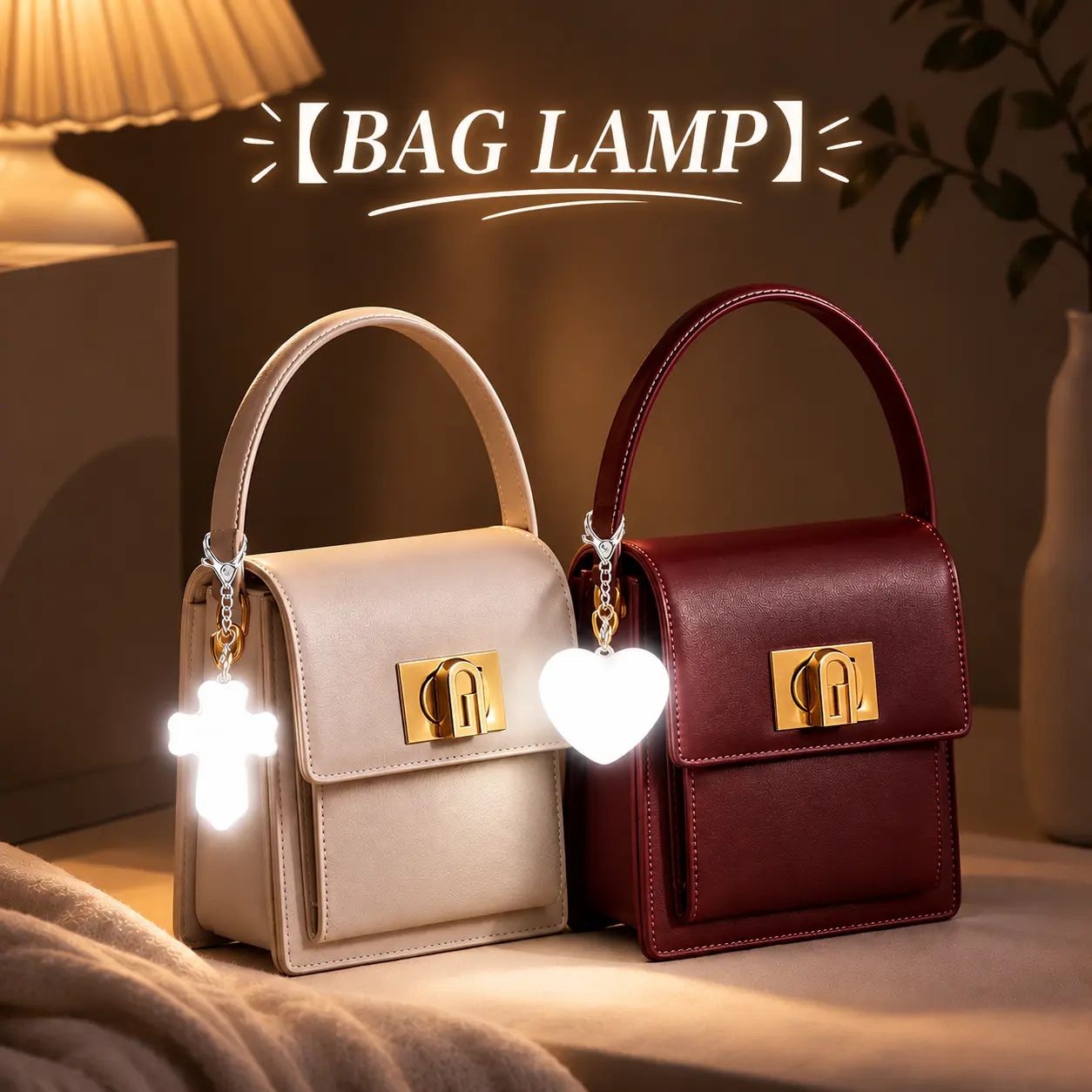 Chic LED Purse Light - Touch-Sensitive Bag Pendant Keychain, Bag Charms, Backpack Accessories, USB-Powered Rechargeable Novelty Lighting, Fashion Christmas Gift