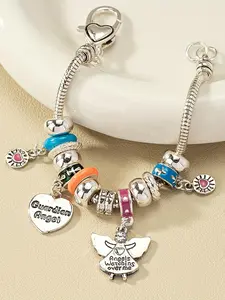 Boho Style Colorblock Beaded Bracelet, Fashionable Heart & Angel Charm Decor Beaded Bracelet for Women & Girls, Trendy All-match & Exquisite Jewelry for Birthday Gift, Heart Shaped Bracelet