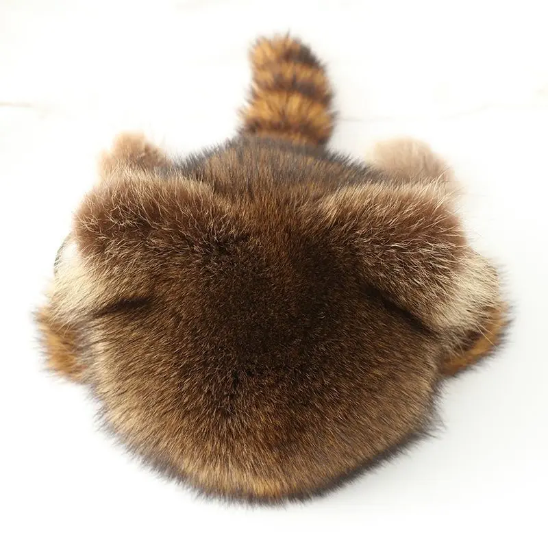 Raccoon Animal Soft Knitted Beanie Hats - Matching Parent-and-Child Winter Sets with Faux Fur Ear Flaps, Unisex Warm Winter Wear, Family Photo Outfits