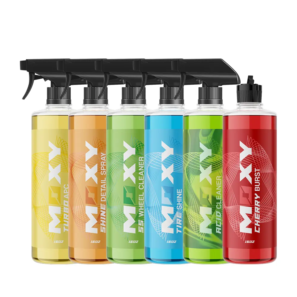 Moxy Complete Car Cleaning Kit - 16oz Portable Reusable Bottle, Automotive Surface Cleaner & Washing Maintenance Fluid Bundle