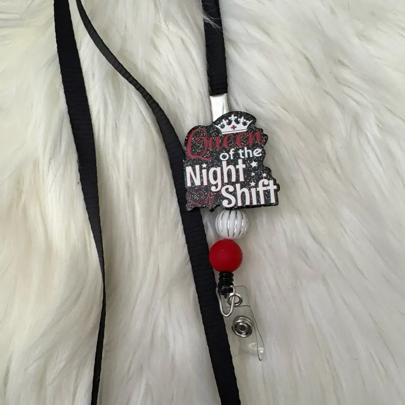 Queen of the Night Shift Badge Reel Lanyard with Removable Cardholder for Healthcare Professionals Autism Awareness Puzzle Piece Design