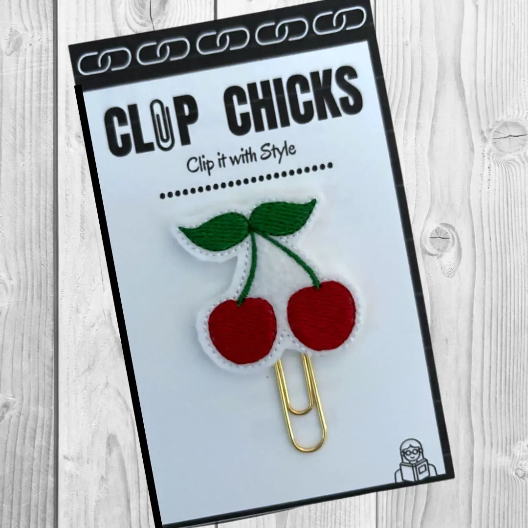 Cherry Novelty Paper Clip, Fun Bookmark, Planner Clip, Journal Accessories, Paper Organizer, Whimsical Gift for Readers and Writers, Unique Gifts under $5.