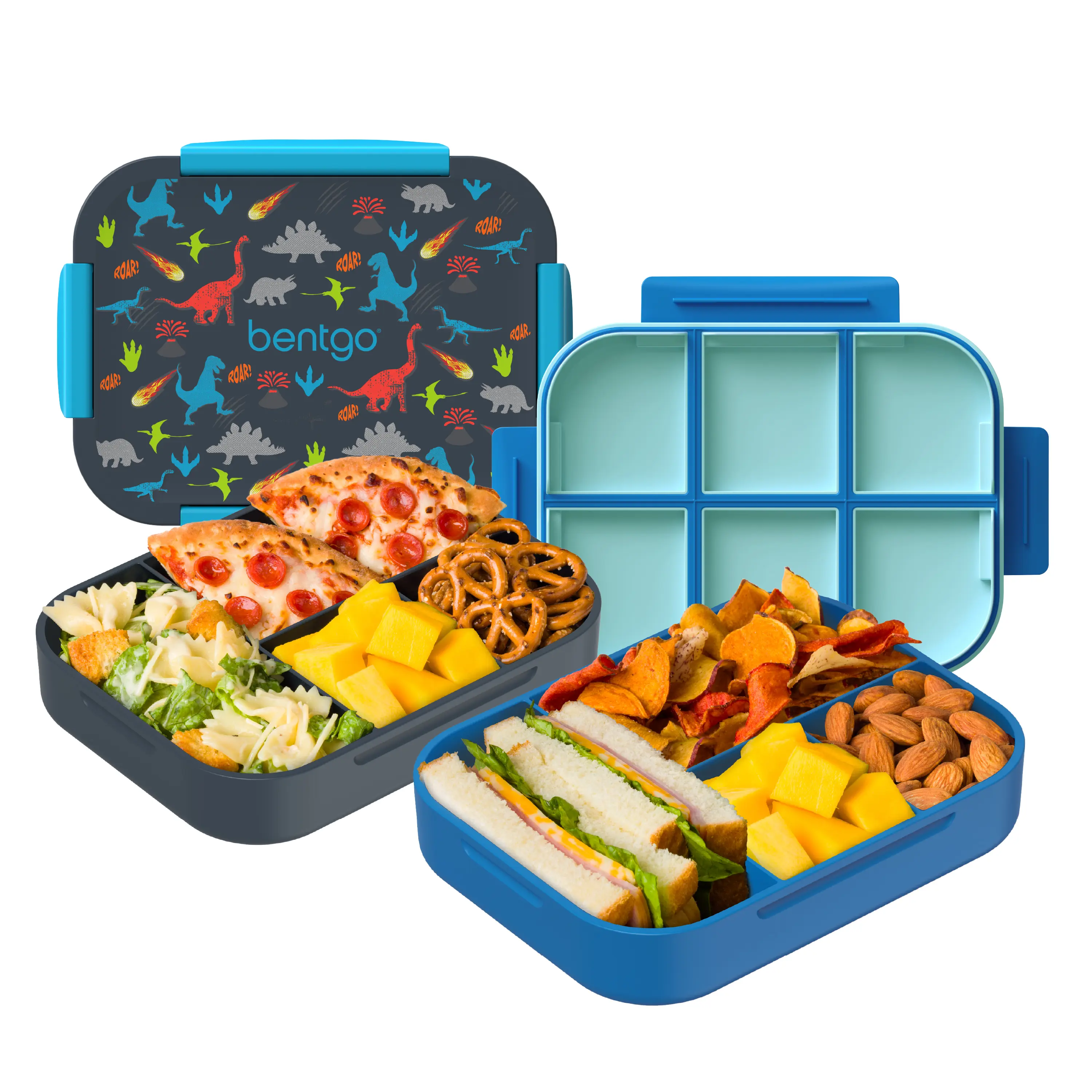 Bentgo 2-Pack Kids Snap & Go Lunch Box - Portable Bento Lunch Box for Kids