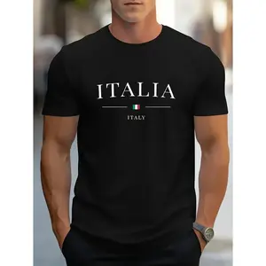 Men's Simple Letter Printed T-shirt Summer Daily Casual Round Neck Short Sleeve Loose Comfortable Fashion Simple Short Sleeve2024Young