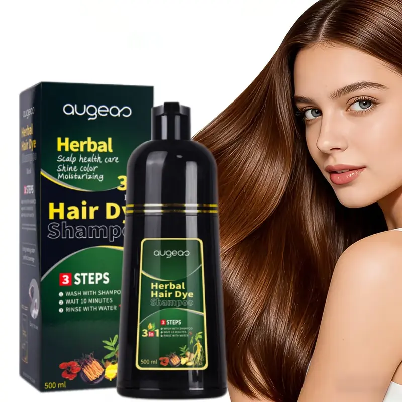 3-In-1 500Ml Hair Dye Shampoo, Natural Plant Pigments, Harmless to Scalp, Moisturizing And Anti-Frizz, Quickly Covers White Hair, with Eight Colors to Choose. It Is The Perfect Gift for Father'S Day