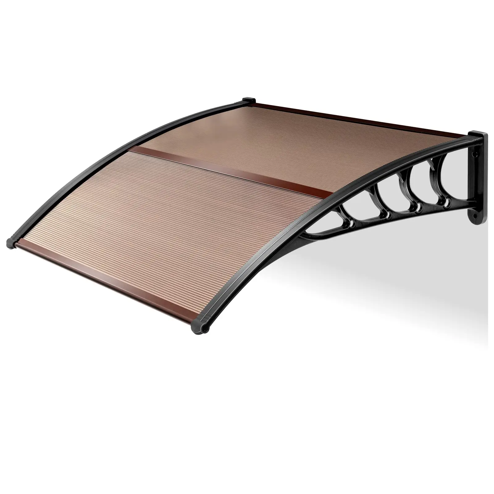 Modern Door & Window Sunshade Canopy, 40"x40" Sturdy Decorative Eco-Friendly Awning with Brown Polycarbonate Sheet, Black ABS Brackets, UV-Resistant Rain & Snow Protection, Easy Install, Sun Shade Canopy, Waterproof Removable Canopy