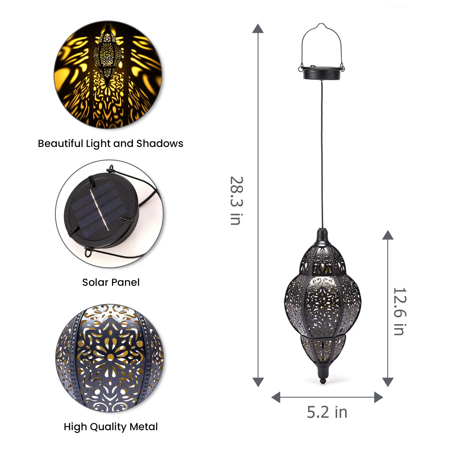 Home Hanging Decorative Pendant Light, Moroccan Style, Outdoor Ornament, Iron Openwork Projection, Suitable for Courtyards, Corridors, Eaves, Patios, Father'S Day And Housewarming Gifts