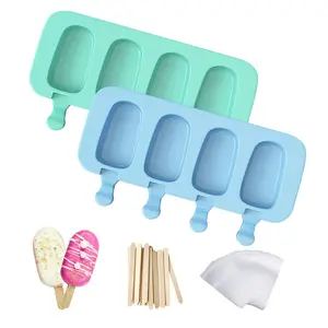 Popsicles Molds, 2 Pack Homemade Cake Pop Molds, Reusable Silicone Ice Pop Cream/ Cakesicle Maker Molds