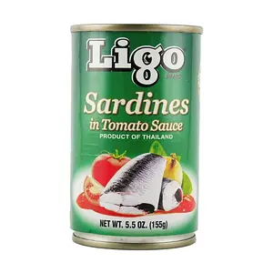 LIGO Sardines in Tomato Sauce, Ready-to-Eat Canned Seafood, 155g - Perfect for Quick Meals & Snacks