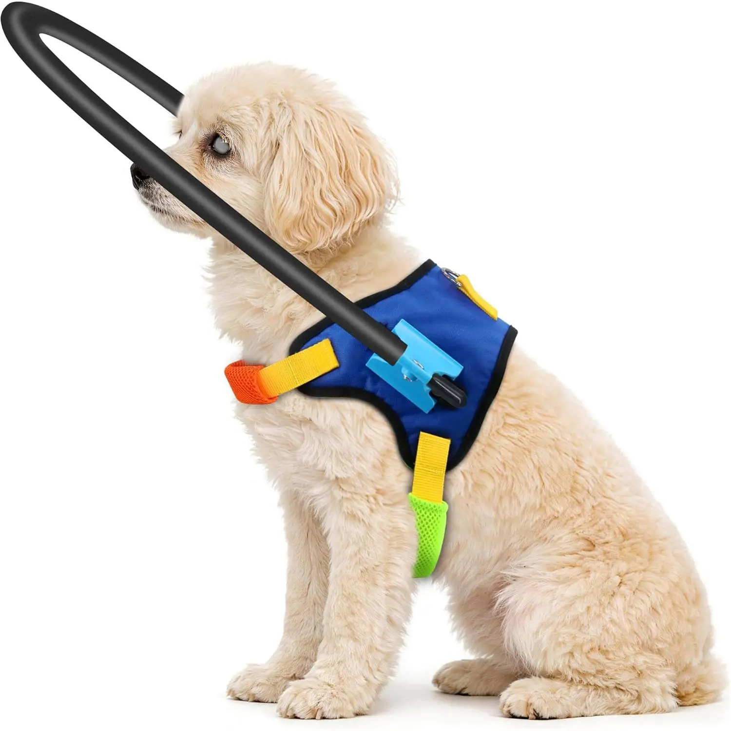 Blind Dog Halo Harness, Adjustable Protective Halo Collar for Blind Dogs,Navigation Assistance for Visually Impaired Pets (S for 11.5-15.5in)