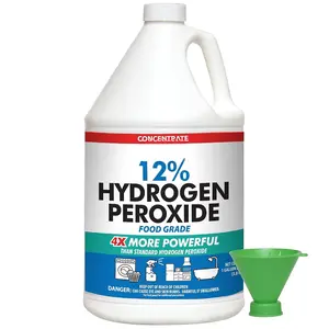 12% Concentrated  Grade Hydrogen Peroxide, 128oz, for Kitchen, Bath, Laundry, Home and Garden with Easy Fill Funnel