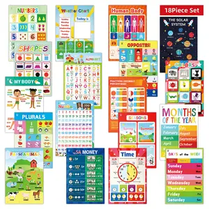 DeerSen-2026 New Children's Educational Posters - 18 Poster Set, Preschool Learning Set for Ages 1-6 - Classroom and Home Decoration - Essential for Elementary, Preschool, and Kindergarten Early Education