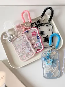 Gradient Color Star Card Holder, Student Slide Cover Bus Card Protector, Cute Small Card Display Lanyard, Fashionable ID Badge Holder, Custom Lanyard, Personalized Lanyard