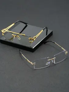 Men's Metal Square Frameless Glasses, Stylish Business Style, Elegant and Luxurious Design, Fashionable Eyewear for Men, Square Frame Eyeglasses, Square Frames Glasses, High Quality Eyewear