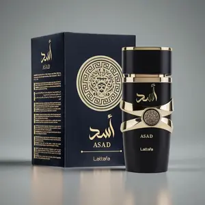 Lattafa Asad Black Unisex Eau de Parfum Spray 3.4 Ounce Vanilla Fragrance with Unique Notes for Men & Women Edp Intense Highly Scented Long-Lasting