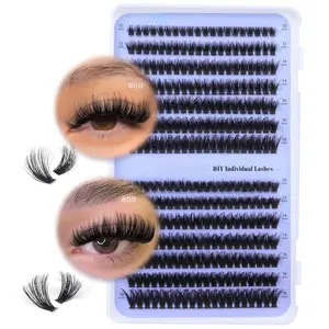 Fluff Lash Clusters 60D+80D Thick Eyelash Clusters D Curly Wispy Individual Lashes 10-18mm Cluster Eyelash Extensions 280pcs False Eyelashes DIY Flat Lash Extension by TOOCHUNAG