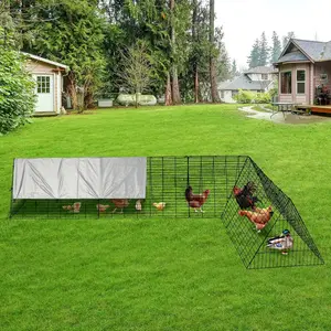 Large Metal Chicken Coop with Run, Heavy Duty Outdoor Chicken Tractor with Waterproof Cover, Portable Poultry Pen House for Backyard Duck Rabbit, Extra Large Cage
