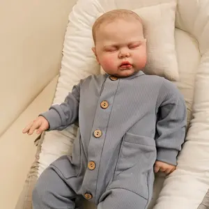 Pickle 24 Inch Lifelike Sleep Companion Doll Hand-Painted Weighted Fabric in Charcoal Ribbed Romper Ultimate Cuddle Buddy for Bedtime 60cm Soothing Doll