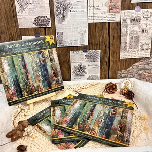 Starfish Seaweed Pattern Scrapbooking Paper Pad, 12 Sheets 6"x6" Starry Sky Series Design Paper, DIY Scrapbooking Kit & Stamping Supplies