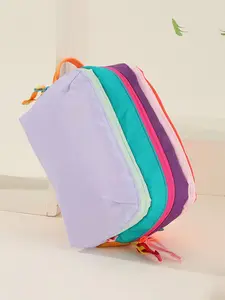 Multi-Use Large Capacity Travel Organizer Bag, Simple Color Block Plaid Toothbrush Case, Geometric Aesthetic Portable Storage Bag