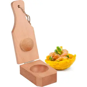 Wooden Tostonera Toston Maker for Stuffing Tostones Tostonera Plantain Solid  Masher Plantain Press Smasher 2" Cup Deep plantain baskets Maker