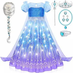 CGP-Easter gift Girls Light Up Costume Dress with Cape, Wig, Crown – Princess Dress Up for Cosplay