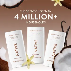 NATIVE Deodorant Stick 3-Pack - Aluminum-Free, 72-Hour Odor Protection, Natural Ingredients, Paraben-Free, Phthalate-Free, Sulfate-Free