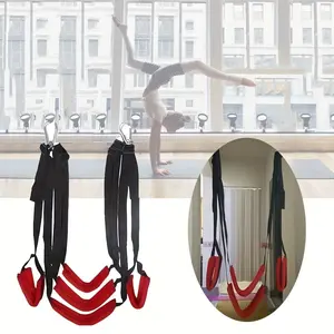 1 Piece Adjustable Yoga Band for Flexibility and Home Workout-Multi-Functional Red/Black Polyester Fitness Equipment Accessories with Comfortable Padded Handle and D-Ring for Stretching and Strength Training