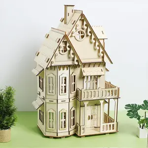DIY Miniature Dollhouse Kit 3D House Jigsaw Puzzle Model Fantasy Villa Building Set for Adults Creative Home Decor Gift