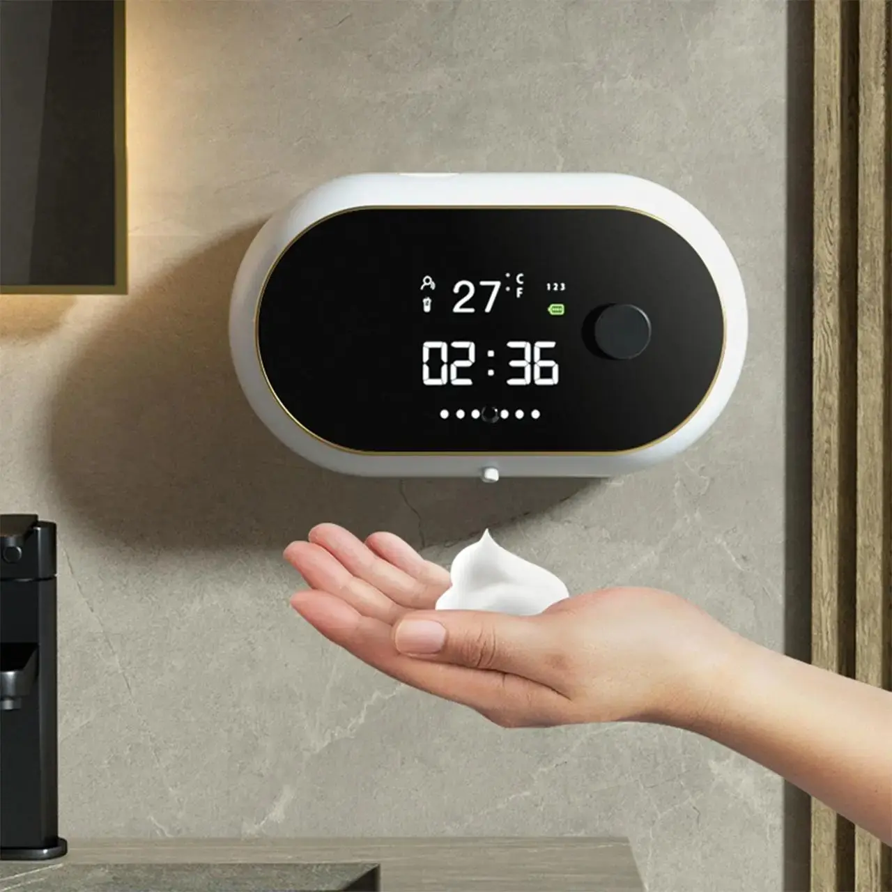 Automatic Foam Soap Gel Dispenser, 1 Count USB Rechargeable Smart Sensor Foam Soap Dispenser, Hands Free Soap Dispenser for Kitchen Bathroom Hotel
