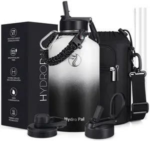 64oz Stainless Steel Insulated Water Bottle with Chug Lid & Straw Wide Mouth Double-wall Vacuum Thermo Flask BPA Free Food Grade Material Paracord Carrier