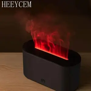 HEEYCEM LED Flame Aromatherapy Diffuser, USB Powered Simulated Flame Colorful Atmosphere Lamp Night Light, Intelligent Scent Machine for Bedroom, Living Room, Office, Aroma Diffuser Humidifiers