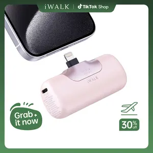 iWALK LinkPod 5 5500mAh 22.5W Lightning Port Mini Portable Charger for iPhone 14/13/12/11/x/8/7 with 20W PD Fast Charging LED Display Digital Power Bank - Chargeable