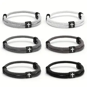 Adjustable Braided Cross-Knot Bracelet for Men Stylish Everyday Wear Ideal Birthday or Anniversary Gift for Boyfriend