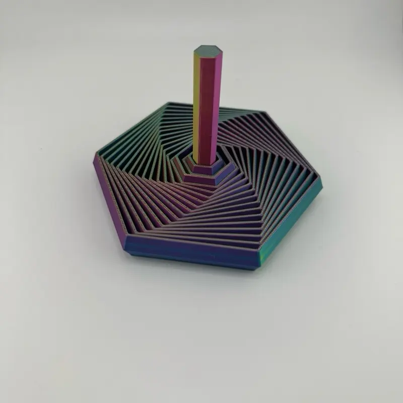 Hexogon Fractle Fidget Figurine with Stick Awesome Back To School Gift Colorful Geometric Design Unique Desk Accessory for Students