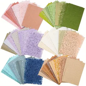 96-Sheet Textured Scrapbook Paper & Mesh Fabric Set with Creative Layers, Artist-Friendly Colorful Embellished Cardstock Paper, Office Stationery for Scrapbooking, Card Making DIY Projects