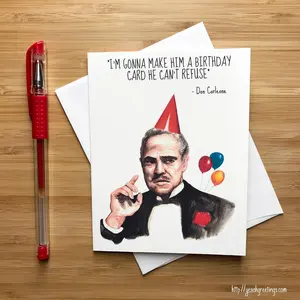 Funny Don Movie Quote Birthday Card, Movie Nerds, Movie Quotes, Funny Birthday Cards, Pop Culture, Italian Mafia, Happy Birthday Cards