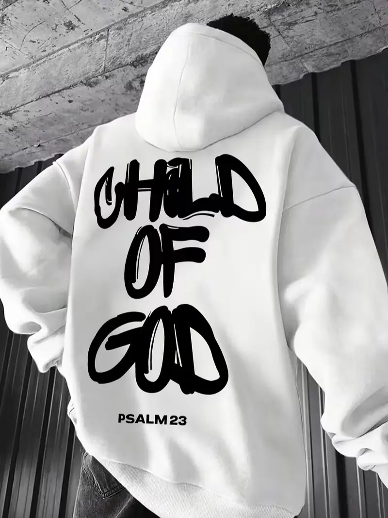 Men's "God's Childhood" Printed Art Sweatshirt, Stylish Loose Fit Crewneck Pullover, Drop-Shoulder Long Sleeve Polyester Top for Autumn Daily Wear, Tops, Menswear, Fashion Apparel, Warmth, Relaxed, Crewneck Sweatshirt