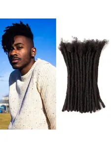 0.6cm Width Human Hair Dreadlock Extensions 10 Stands/Pack Loc Extensions Human Hair For Men/Women/Kids Full Hand-Made Permanent Dreads Extensions Human Hair Dreadlocks Extensions