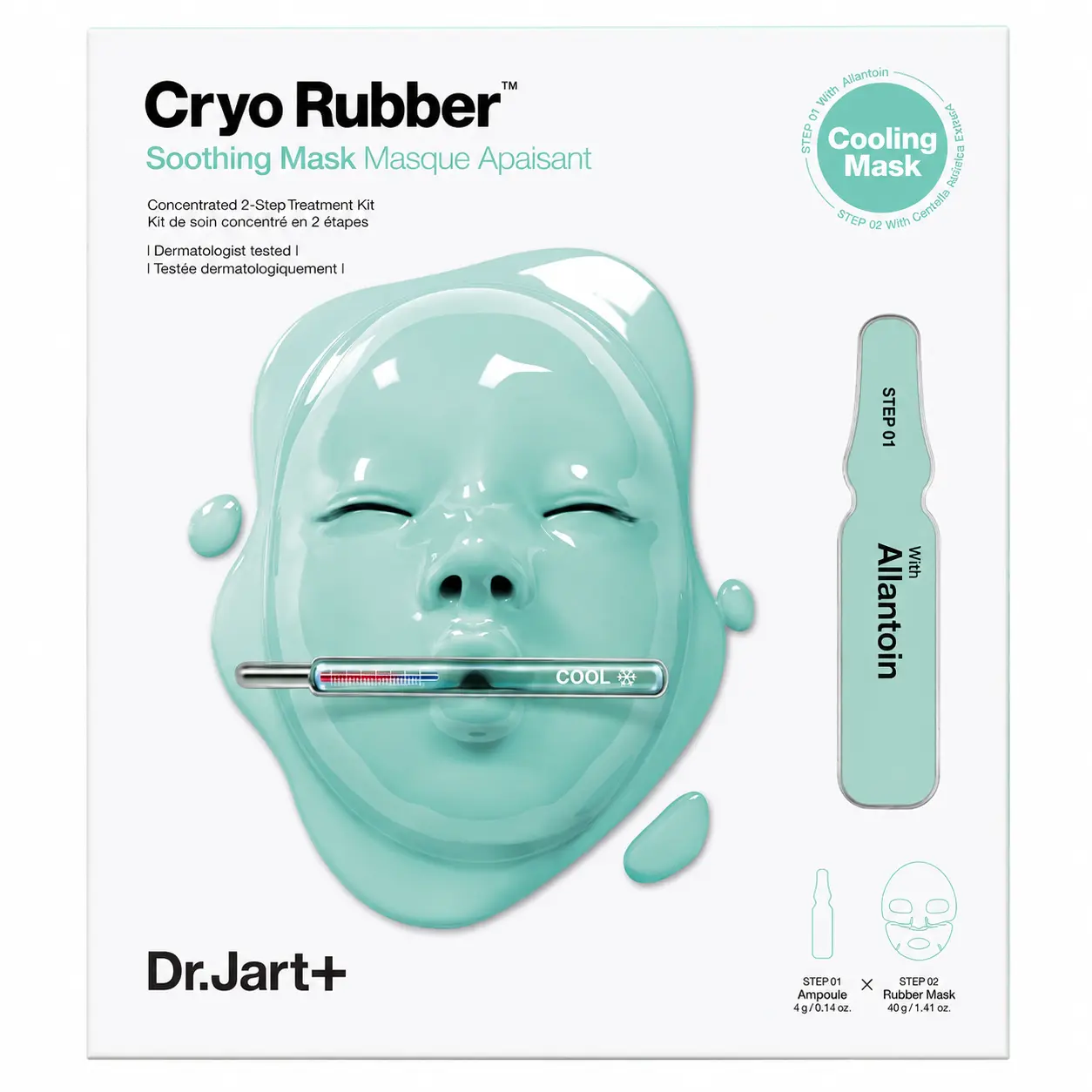 Dr.Jart+ Cryo Rubber Soothing Face Mask with Allantoin - Korean Skin Care, 1.41 oz GSerum Ampoule,glowing