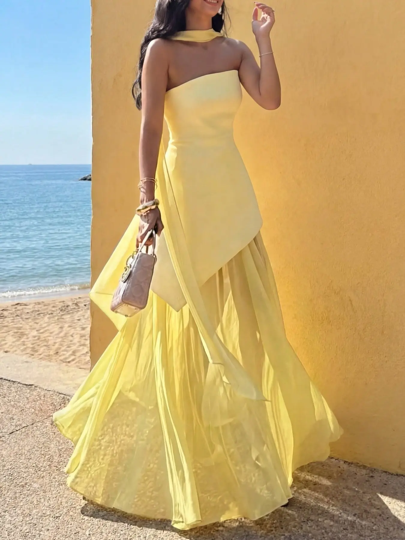 Elegant Asymmetrical Dress for Evening Events, Casual Yet Formal Wear, Perfect for Dates, Weddings, Birthdays, Parties, and More
