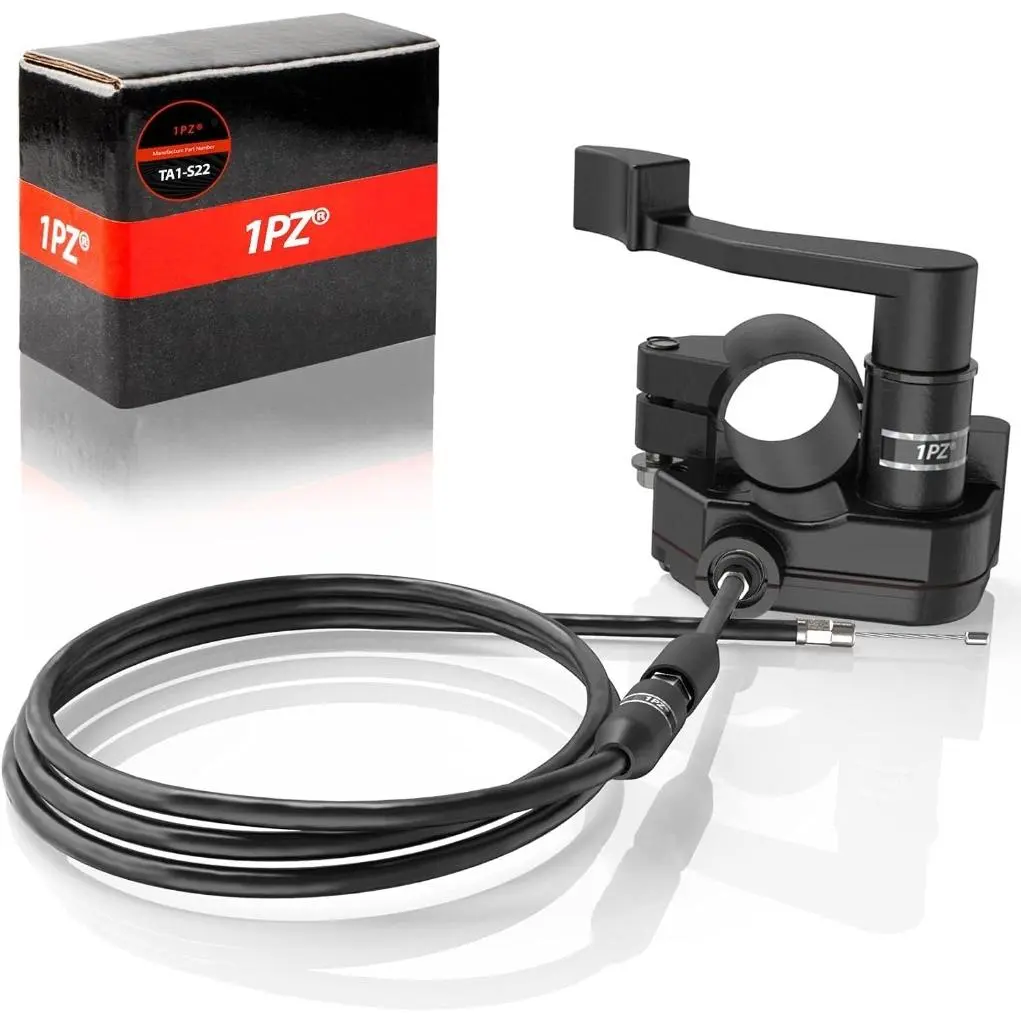 Heavy Duty 7/8''-22mm Thumb Throttle Cable Accelerator Handle Assembly - 1x Thumb Throttle, 1x Accelerator Cable, Easy Install, Quick Setup For 50cc,70cc,90cc,110cc,125cc,250cc 4 Wheeler,ATV,Quad,Go Kart,Baja Mini Pit Bike