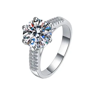 #S22 Loysun 3ct Six Prong Moissanite Ring with Double Row Accents, 925 Sterling Silver, Perfect Engagement & Gift for Her