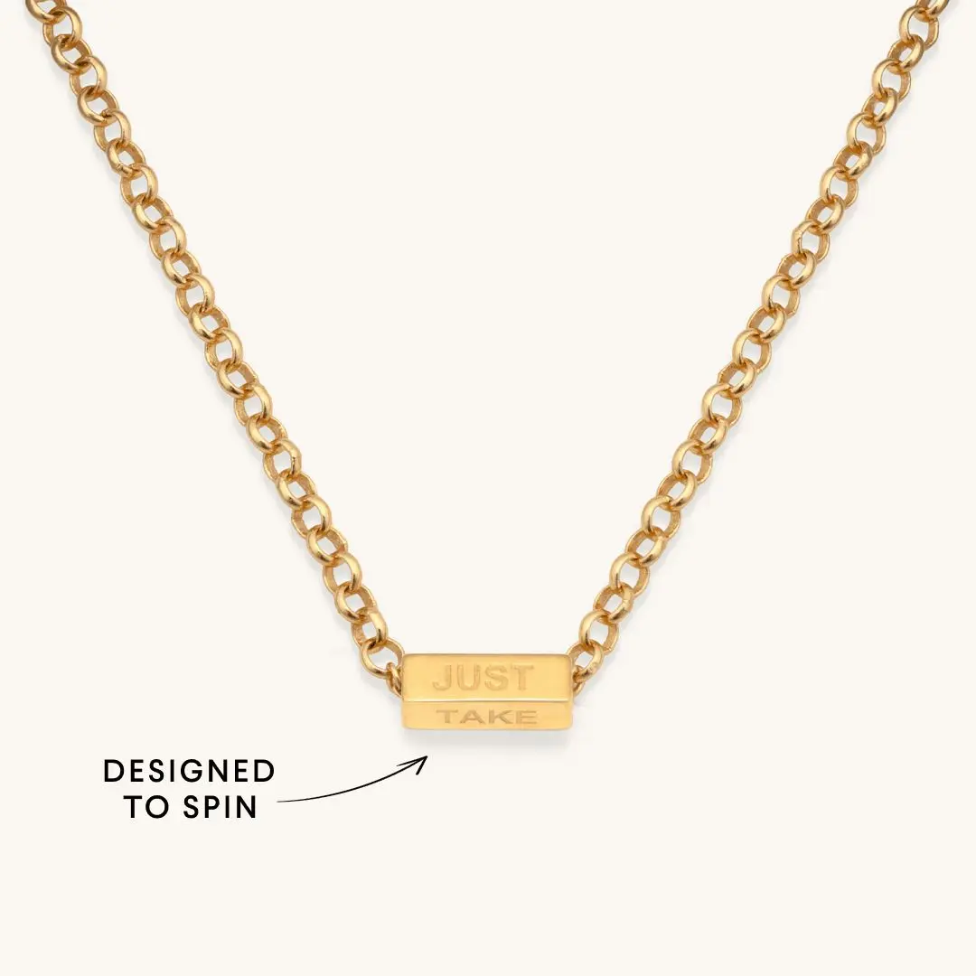 Little Words Project - Just Take Your Time Spinner Necklace | 14K Gold Plated, Affirmation Spinner | Mindfulness Necklace