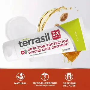 terrasil Care 3X -  Wound Healing Ointment, Infection Protection for Bed Sores, Pressure Sores, Blisters, Cuts, Burns & First Aid. Dermatologist-Tested, Hypoallergenic Approved (.5oz)