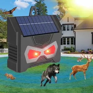 Solar Powered Animal Repeller, Ultrasonic Deterrent + Dual Color LED (breathing & Flashing), Outdoor Garden Use, Effective Pest Control, Rechargeable Repeller, Deer Repellent Devices, Electronic Pest Repellent