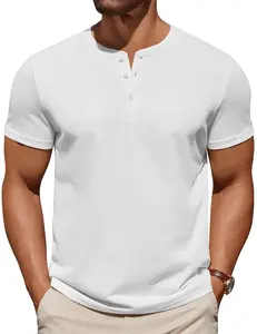 COOFANDY Mens Cotton Henley T-Shirts Short Sleeve Button Casual Basic Tees Work Shirts with Split Side Streetwear Top
